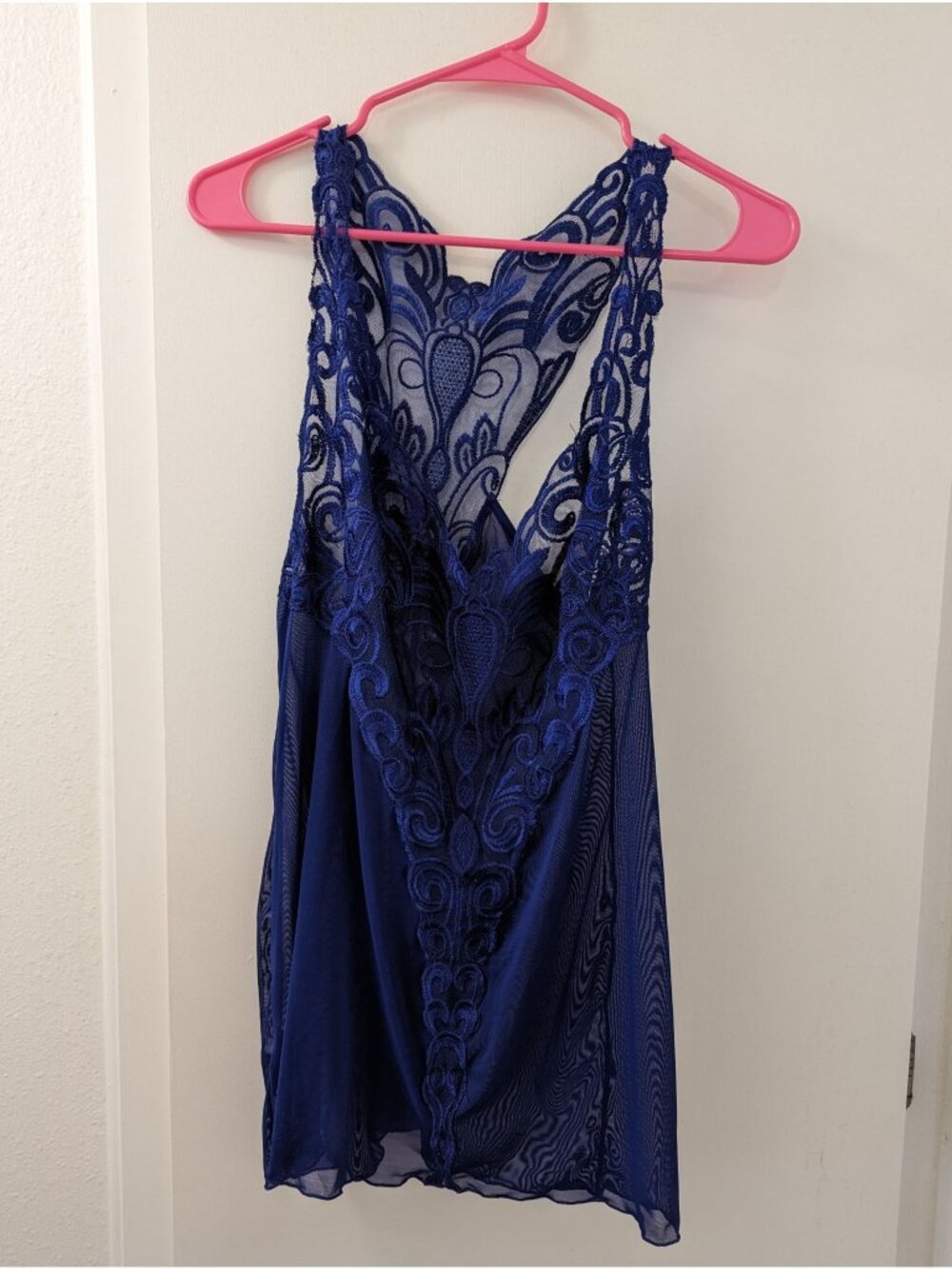 Sheer Royal Blue Lace Babydoll Lingerie With Intricate Detailing By Oh La La Che
